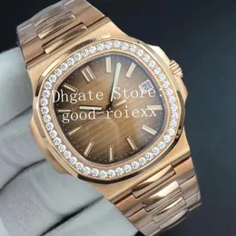 40mm Men's Rose gold Watch Automatic Cal 324 S C Watches Men Diamond Crystal Bezel Brown Dial 5711 PF Factory Eta Mechanical 169v