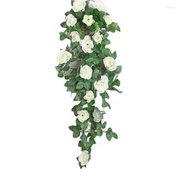 Decorative Flowers Wreaths Artificial Rose Teardrop G With Green Branches 18 Flower Heads Wall Doorart Decorations Outdoor Homebackyar Dho6V