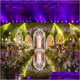 Other Event Party Supplies 30M Per Roll 1.2 M Wide Luxury Wedding Centerpieces Favor Glossy Sier Mirror Carpet Aisle Runners For D Otxnu