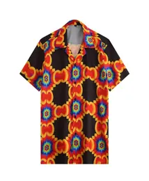 Camisas de designer de luxo masculas moda de moda geométrica camisa de boliche havaí camisas casuais florais homens magro tshort vestido de manga ts6710391