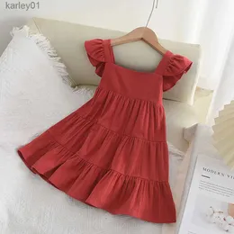 تنانير جديدة ملابس الفتيات صيف الأميرة Skirender تنورة صلبة طفلة طفلة فستان أحمر 90-130 أطفال ملابس yq231223
