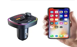 C13 C14 C15 C12 FM Sändare Wireless Bluetooth 50 Hands Car Mp3 Kit FM Modulator Dual USB Typec PD Charger RGB Light1450789