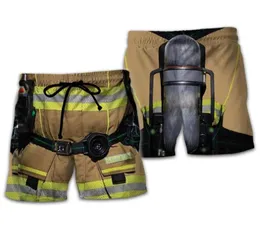 Cosplay Firefighting Summer Men Board Shorts 3D Printed Fashion Men039S Firemen Boys Brown Prouts Plus 5xl Quick Dry2072120