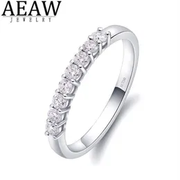 AEAW 14K 화이트 골드 0 25CTW 2mm DF 라운드 컷 약혼 wedding Topaz Moissanite Lab 성장 여성용 다이아몬드 밴드 링 2000