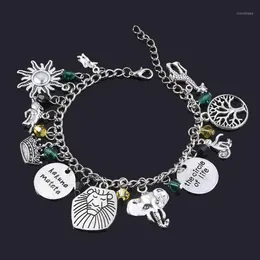 Charm Bracelets Anime Das Löwen -König -Armband Simba Tree of Life Elephant Anhänger Armreifen für Frauen Mädchen Mode Schmuck Geschenk12820