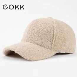 Ball Caps COKK Cap Women Winter Autumn Plush Baseball Cap Solid Color Korean Women Hat Warm Casual Outdoor Caps Casquette Gorras Bone Male J231223