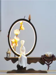 Lâmpadas de fragrância Zen Backflow Incense Burner Titular Smoke Waterfall Sticks Lamp Lamp Anel Ornamentos da sala de estar da mesa do escritório Decor1457142