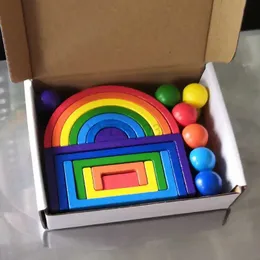 Zabawka dla niemowląt Rainbow Block Montessori Dzieci Rainbow Stacking Build Building Education