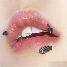 Labret Lip Piercing Gioielli carino Piccolo Fishdiamond intarsiato Occiatore Ore Nicchia Nicchia piccante ragazza dolce e fresca in acciaio in titanio esterno esterno