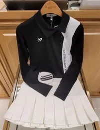 Golfkläder kvinnors runda hals långärmad botten skjorta golf sport avslappnad snabbtorkande tröja botten skjorta avslappnad
