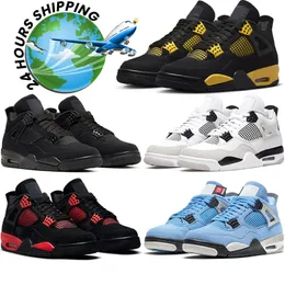 Frozen Moments basketball shoes 4 4s Olive black cat pine green military black Thunder lightning university blue university blue outdoors trainers sneakers 36-47