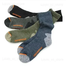 Herrstrumpor 1 par Merino Wool Socks Handing For Men Terry Crew Cushion Socks Winter Keep Warm Athletics Breattable Socks For Mane 40-45 T231223