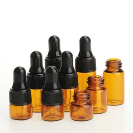 Bernsteinglas -Tropfen Vails 1ml Mini ätherische Öle Probe -Tropfenflaschen für ätherische Öle Parfüm Kosmetikflüssigkeit