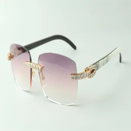 Изысканные классические солнцезащитные очки XL Diamond 3524025 Натуральные смешанные баффало-роговые стекалы Размер 18-140 мм237E
