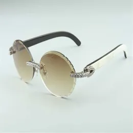 2019 mais recente moda t3524016-8 lentes de corte diamantes óculos de sol Híbrido natural búfalo búnga pernas retro oval de óculos tamanho 58-1196i