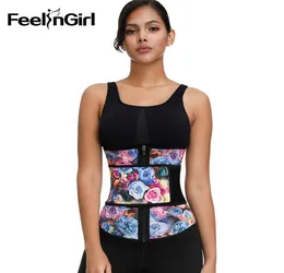 FeelinGirl Women 100 Latex Waist Trainer Fashion Rose Print Slimming Belt Tummy Control Body Shapers Underbust Waist Cincher CX208218814