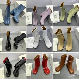 Tabi Broken Mirror Boots Mm6 Women Tabi Onkle Boots مصممين فاخرون أزياء جلدية عالية الجودة عالي الجودة 3.5 سم 6 سم 8 سم