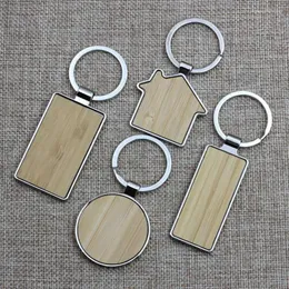 Keychains 5/10Pcs Metal Wooden Keychain Waist Hanging Businesss Solid Wood Keyring Personality Trendy Portable Gift