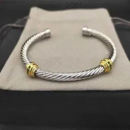 Lyxarmbandkabel armband dy pulsera designer smycken kvinnor män silver guld pärlhuvud x formad manschett armband david y smycken jul present 5mm er9g