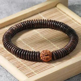 Strand Yuokiaa Natural Stone Round Bead Bead Coconut Wood Chip Armband Bodhi Men Unique Style Gift