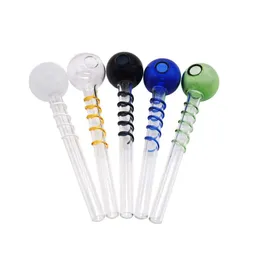 QBSOMK GLASS OLJE BURNER PIPE DUBBLE BUBBLE RACH POT Helical Tube Borosilicate Spring Rubes för tobak Torra ört Rökrör Bongs