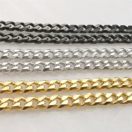 Lot 5meter in bulk 5MM black silver gold stainless steel Curb Link Chain findings jewelry marking DIY necklace bracelet284H