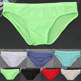 السراويل الداخلية الرجال مثير الملابس الداخلية فائقة الحرير الجليد الناعم g-string thongs الشفافة مثلي الجنس ملخصات حريرية الدانتيل حجم سريع الحجم m-2xl