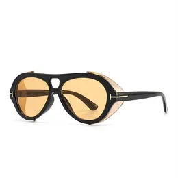 نظارة شمسية أزياء باردة Neughman Navigator Style Steampunk Men Women 2022 Punk Side Shield Design Round Sun Glasses UV400SUN227L