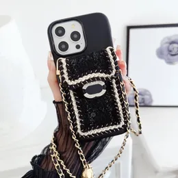 For iPhone 15 Pro Max Cases Card Holders Phone Case Designer Crossbody iPhone Case Apple iPhone 14 Pro 13 12 14Plus 15 Plus Case Brand Women Wallet Mobile Cover Strap