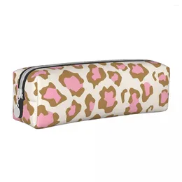 Pink Leopard Pattern Pencil Case Place Skin Pencilcases Pen Box for Girls Boy