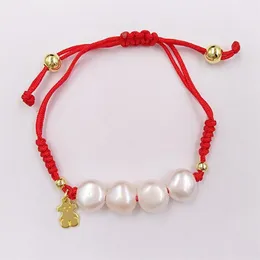 charms cute Bear jewelry dijes para pulseras 925 Sterling silver beaded pearl ankle bracelet for women men bangles chain sets birt242G