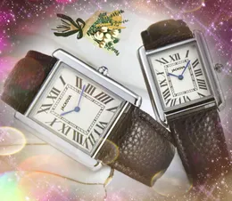 Знаменитый классический дизайнерский стиль часы роскошные модные квадратные римские циферблаты мужчины смотрят женские дамы ультра тонкие кварцевые движения пары любовников влюбленные подарки часовые часы подарки