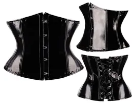 Överst Plus Size Corselet New Ladies Slant Sexy PVC Lingerie Plastic Steel Boned Corset Wide Underbust midjebälte Corset9423739