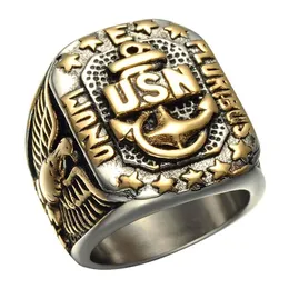 Marine Corps 316L Rostfritt stål Ring Eagle Anchor Ring Fashion Men's Jewelry Anniversary Day Gift Size 7-13252F