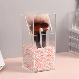 Storage Boxes Pearl Clear Acrylic Cosmetic Organizer Lipstick Container Dustproof Makeup Brush Tools Bathroom Bucket