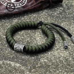 Tennis nórdicos vikings runas miçangas pulseiras homens talismã Valknut manhoso paracord corda pulseira amulet jóias de sobrevivência de acampamento 216u