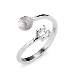 Eleganti montaggi ad anello perle in stile classico 925 set di argento sterling set rotondo tagliato zircone bianco chiaro 5 pezzi2461