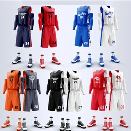 Herrspårbasket för män ärmlösa enhetliga bitar Vest Shorts Camisetas de Baloncesto Set