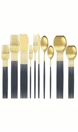 30PCS Matte Black Gold Tableware Set 304 Stainst Steel Setware Set Platware Set Western Knife Fork Spoon Cutlery 20117551827