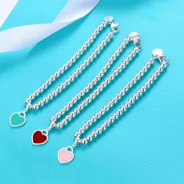 Heart Form Bracelet Designer Enamel Chain Luxury Brand 4mm Ball Chain Senior Fashion Bracelets Party Wedding Accessories Valentine306L