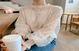 Dingaozlz New Fashion Women Lace Blouse Korea Fashion Stitchingメッシュトップ