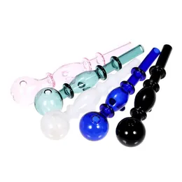 3 Style Pyrex Glass Oil Burner Pipes Mini Small Tobacco Smoking Spoon Hand Pipe Borosilicate Spring Bubblers Handpipes Ball Balance Fittings Bongs