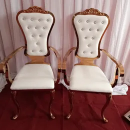 King Arm Wedding Events Bride i krzesło pana młodego z diamentem na tylnej koronie Krzesło królewskie krzesła ze stali nierdzewnej Mandap na ślub 151
