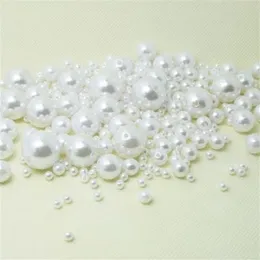 1000st Pearl Round White Pearl Imitation Abs Beads smycken Fynd 4 6 8 10 12mm för smycken tillverkning260m