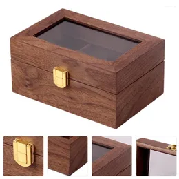 Caixas de relógio Caixa de armazenamento de jóias portáteis Organizador de jóias claras Caixa de madeira
