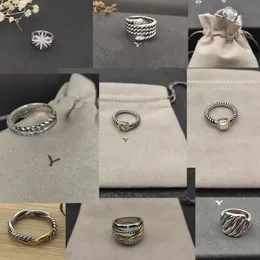 Designer Dy Ring Ring Twisted Gold Banding Band Ring For Men Women Fashion Gift Cross Set com diamantes Retro 925 Silver Dy Ring Jóias de luxo personalizadas com caixa