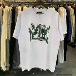 Modekläder herr designer tees tshirts små trendiga amires kokosnöt trädtryck med wang sicong matchande lös överkropp casual pure co