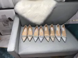 Yüksek Topuklu Elbise Ayakkabı Tasarımcısı Sandalet Klasik Marka Rahat Düz Alt Kadın Rhinestone Kraliyet Kristal Gerçek Deri En Kalite