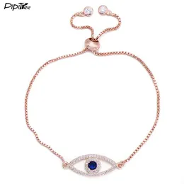 Charm Bilezikler Pipitree Parlak Mavi Zirkon Bilezik Femme Gümüş Altın Renk Bakır Zinciri Bağlantı Kadın Bangles Jewelry238J