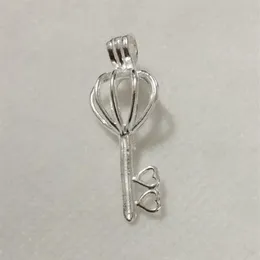 925 Silver Double Heart Love Key Locket Cage Sterling Silver Pearl Bead Pendant Fitting for DIY Fashion Bracelet Necklace Jewelry283k